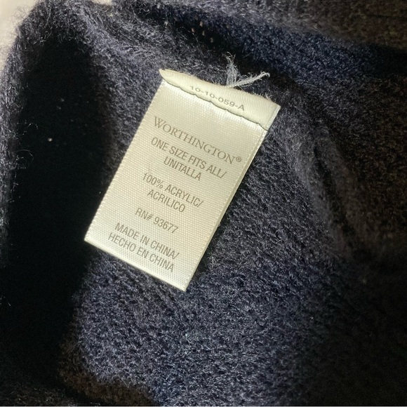 Worthington Black Open Front Poncho Cape w/ Fringe Hem Detail One Size Fits All - Picture 5 of 5